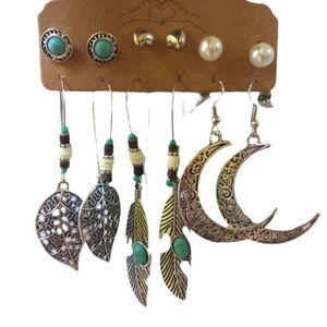 6 piece boho moon earring set